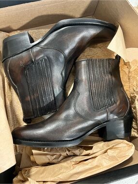 Frye Dark Brown Leather Ankle Boots